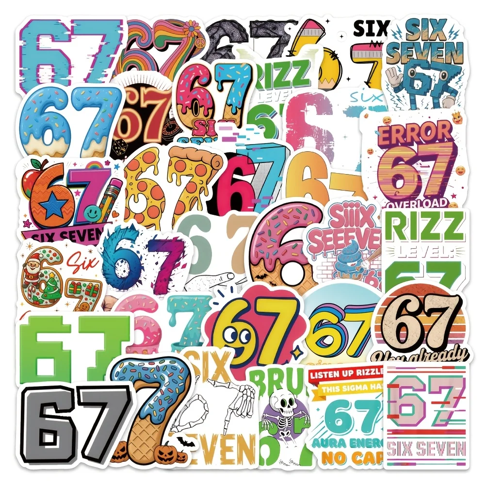 54 pieces of network language 67 stickers. Irregular and irregular-shaped decorative graffiti stickers with creative designs for