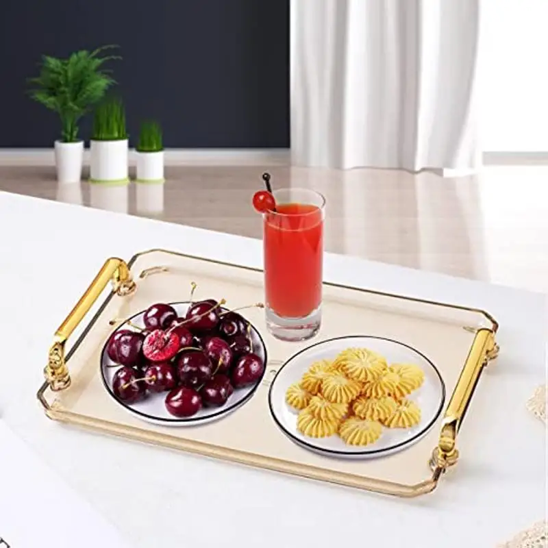 Small&Large Serving Tray with Handles Valet Tray Plastic Serving Tray for Party Kitchen Bathroom Dessert Table Cupcake Display