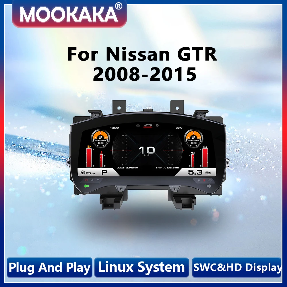 

12,3-дюймовый цифровой экран приборной панели для Nissan GTR 2008-2015, виртуальный кокпит, спидометр, приборная панель автомобиля, Linux