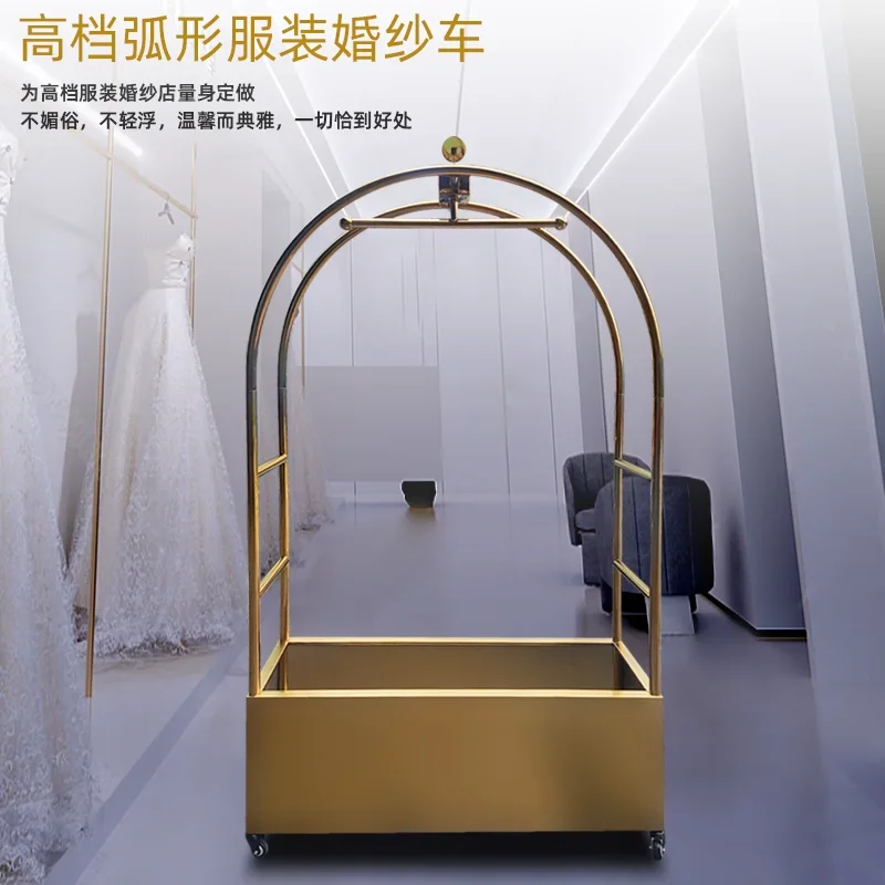 Hotel wedding dress clothing, high-end hanger cart, mobile dress, photo studio, thickened stainless steel luggage tablet trolley