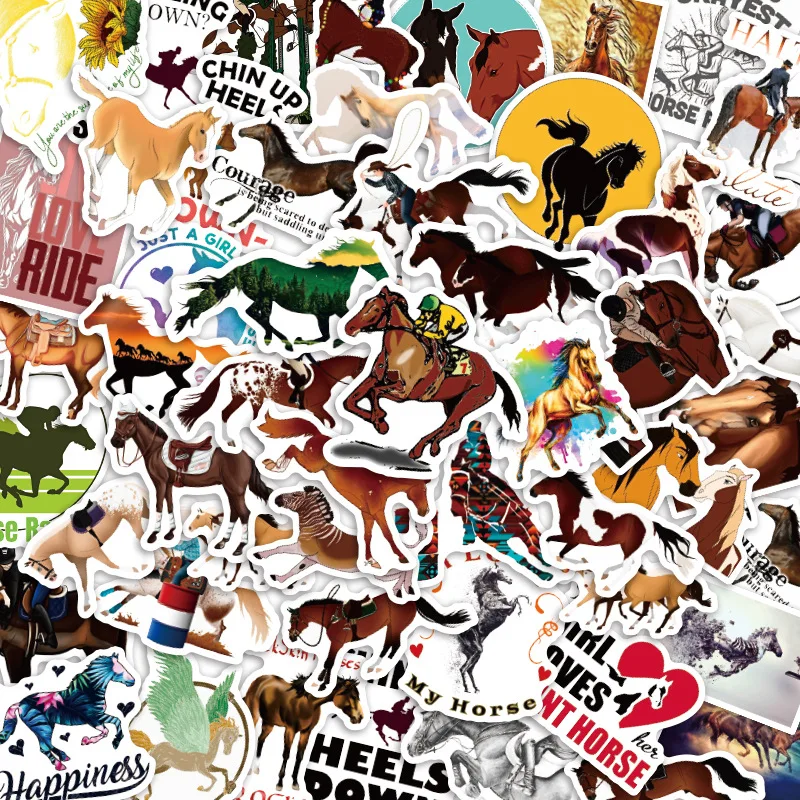 50PCS Cartoon Horse Stickers Equestrian Show Graffiti Sticker for Laptop Notebook Skateboard Computer Luggage Decal Sticker
