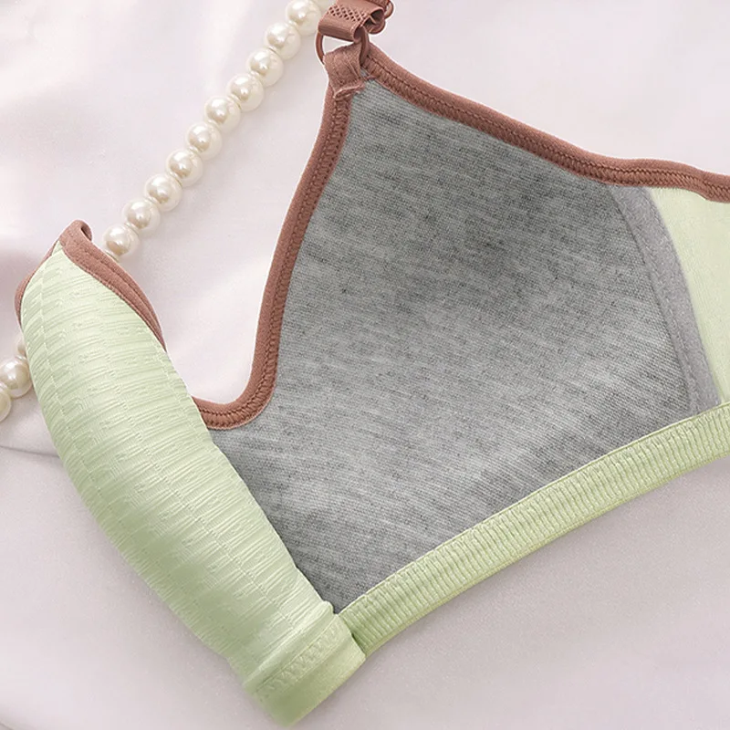 لا يوجد سلك حلقة متباينة الصدور الصغيرة متجمعة ملابس داخلية جيدة التهوية للنساء حلوة على شكل حرف U جمال الظهر دعم حمالة صدر مريحة