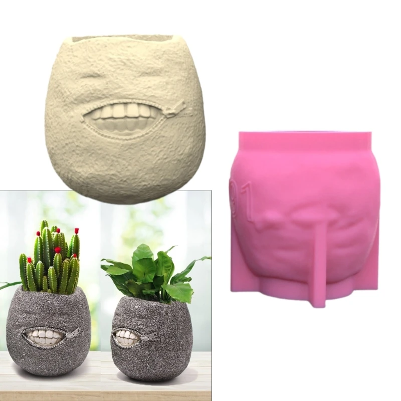 Silicone Flower Vase Molds Concrete Molds Grimace Succulent Planter Molds Silicone Ornament Mould for Crafting