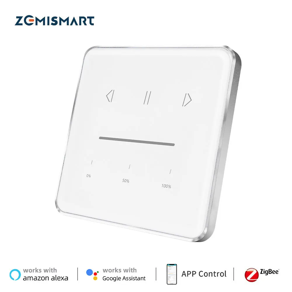 Zemismart Tuya Zigbee Smart Curtain Switch for Roller Shade Motor Shutter Switch with Percentage Control Alexa Google Home