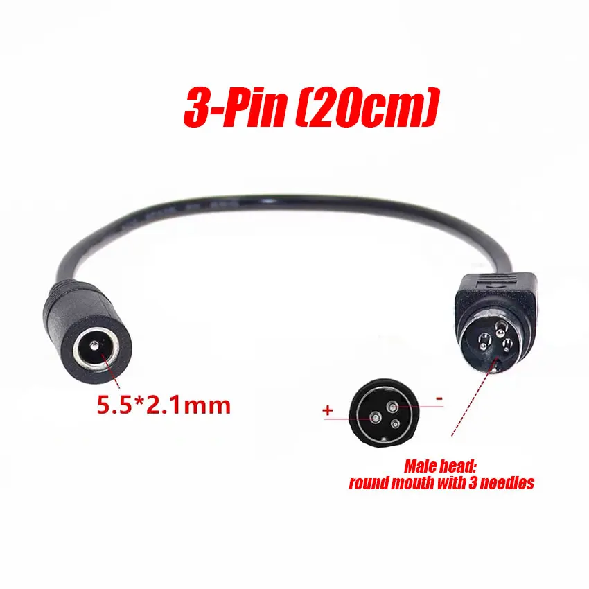 Female 5.5*2.5mm to male 3-Pin / 4-Pin Cable Lead For SATO TG-5011-19V-ES Just a 4-Pin cable For TV LCD VCR power supply