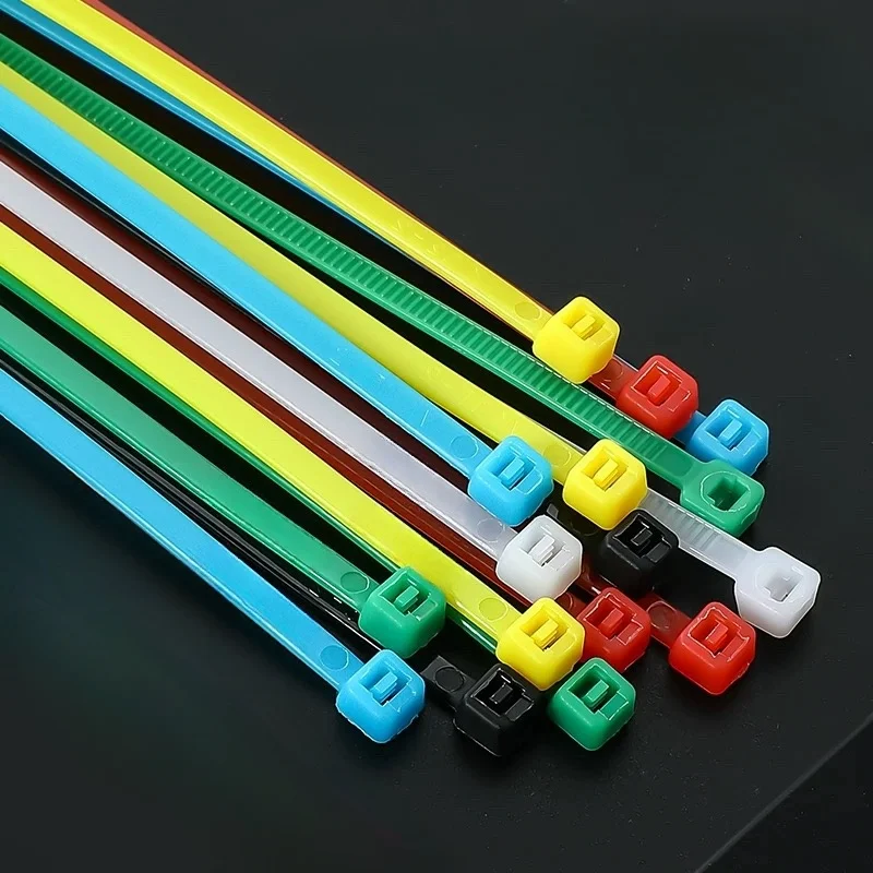 100pcs Self Locking Nylon Cable Ties 100/150/200mm Plastic Zip Wire Binding Wrap Straps DIY Cable Fasten Organiser Multicolour