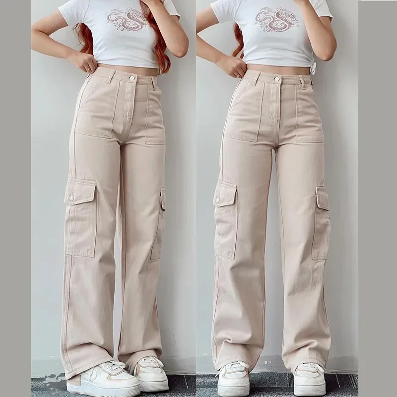 Vintage Straight New Style Pant Sets Traf Official Store Mid Solid Office Lady Blended Polyester Pants Capris Cargo Pants