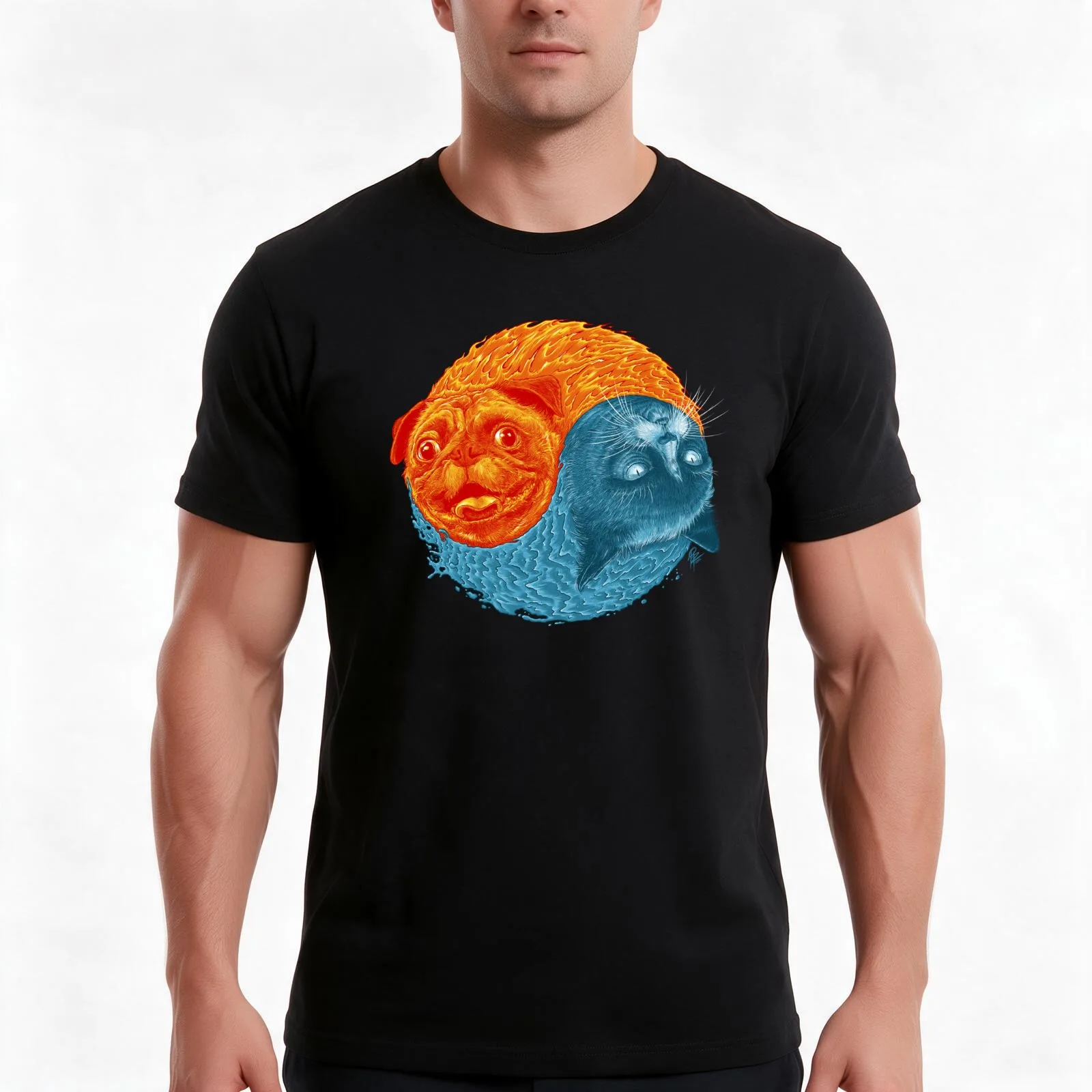 ODDLY BALANCED (DOG) T-Shirt, Summer Casual Cotton Tee, Oversized Streetwear Tops, Vintage Graphic Print, Loose Fit Short Sleeve