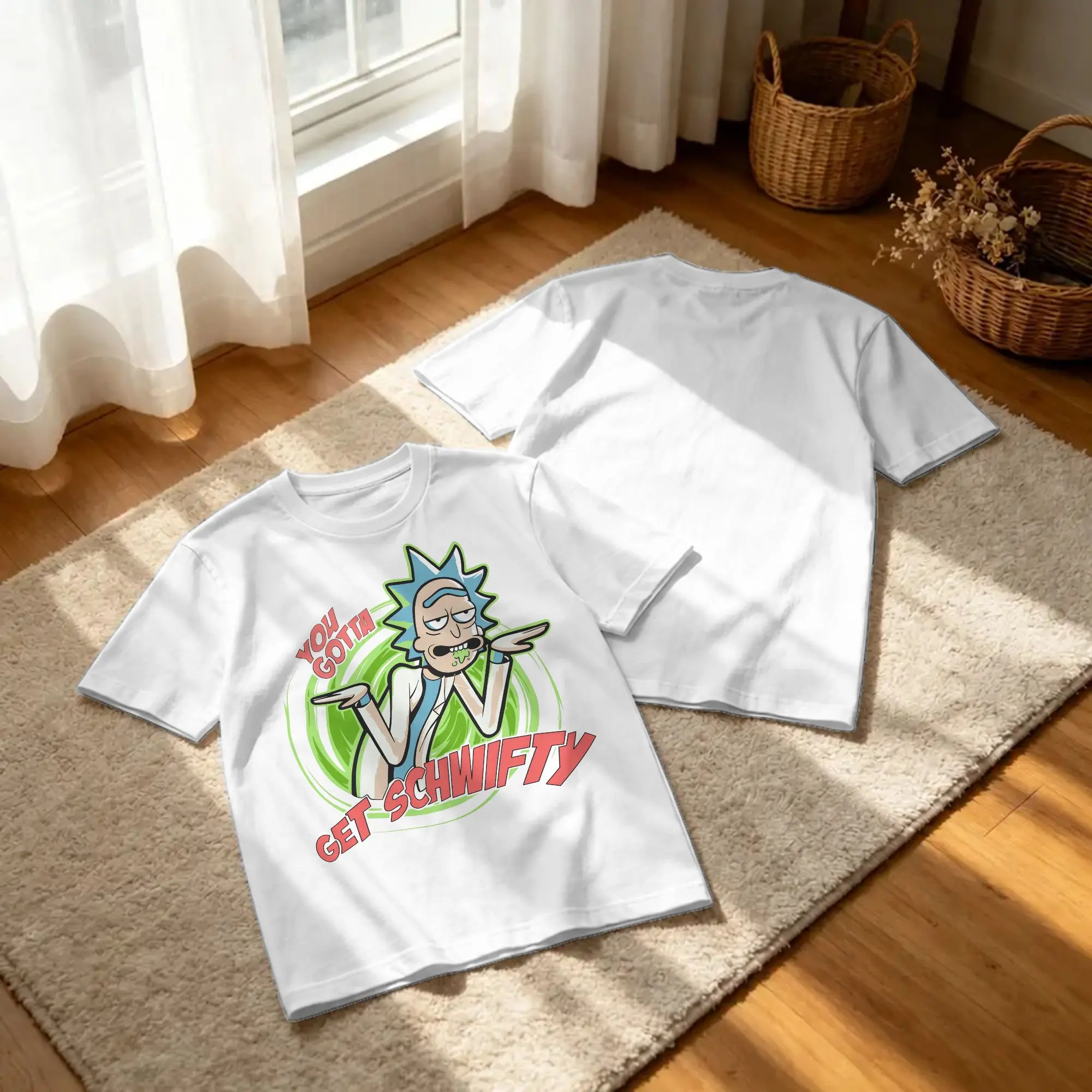 R-Rick and M-Morty T Shirts Cotton Unique T-Shirt Crew Neck YOU GOTTA GET SCHWIFTY Tee Shirt Short Sleeve Clothes Gift Idea