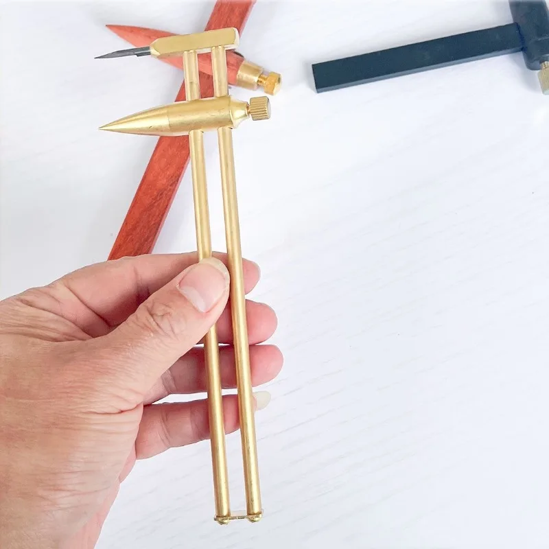 Copper/Wooden Pottery Compass Round Cutter Caliper for Clay Cutting Parallel Cutting Ruler DIY Crafting Clay Modeling Tools