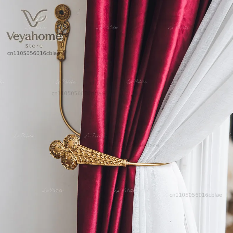 Retro curtain hook household living room bedroom medieval gold gauze curtain holder decorative wall hook