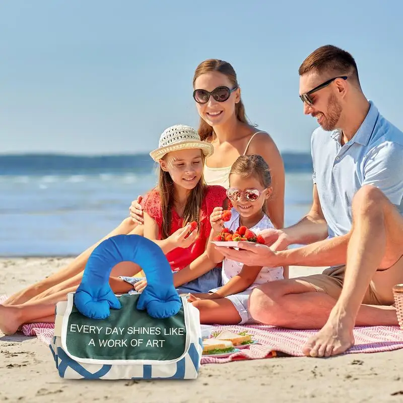 

Beach Picnic Blanket Foldable Portable Waterproof With Handle Spring Camping Pad Lightweight Ground Sheet Blanket For Hiking