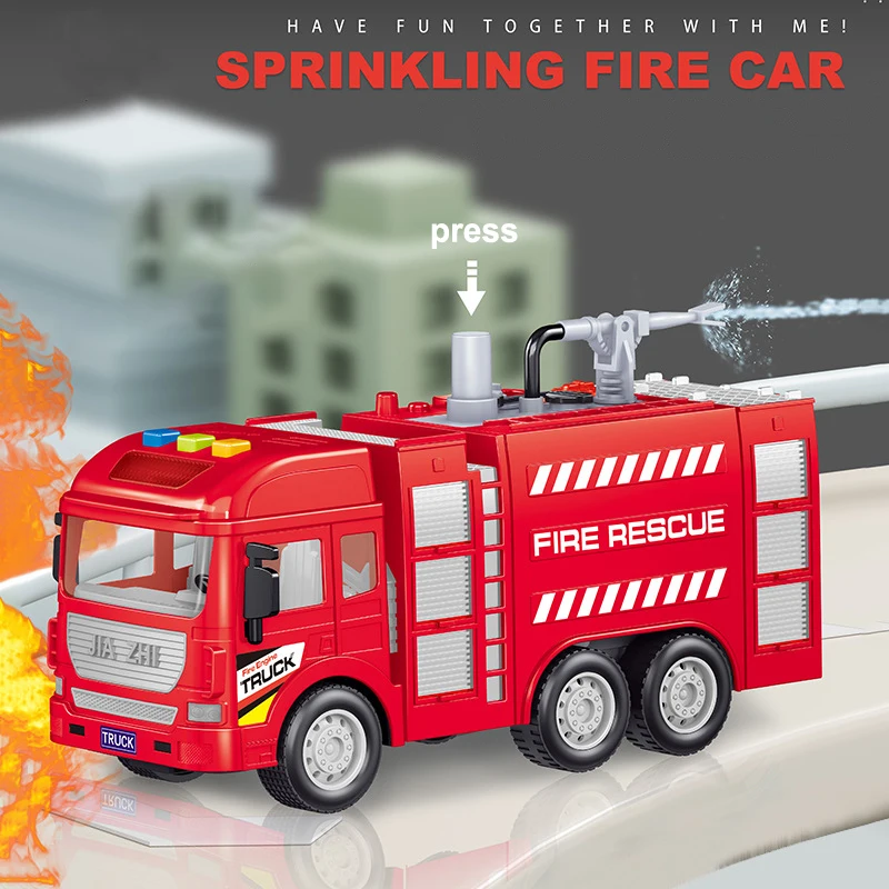 1:16 Fire Truck Model Simulation Sound and Light Inertia Firefighter Rescue Engineering Vehicle Children\'s Assembly Toy