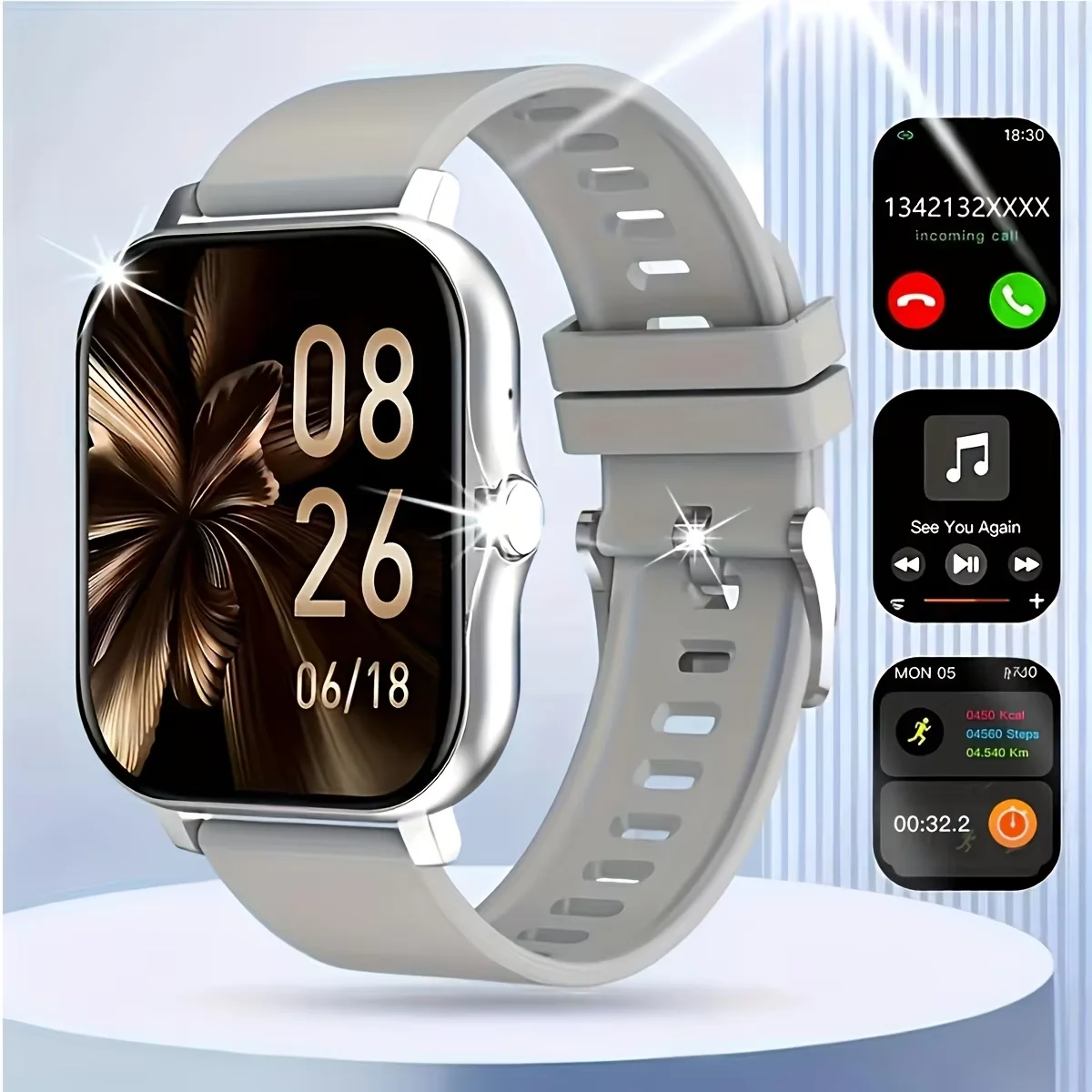 HD Touch Unisex Watch, Custom Strap, Wireless Calls, Multi-Sport, App Alerts, Sleek Design for iPhone & Android Daily Wear