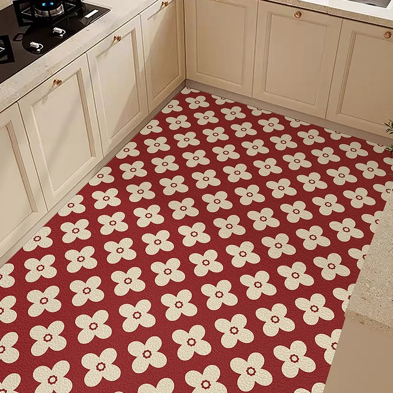 Minimalist Modern Style Kitchen Floor Mat PVC Leather Easy Clean Non-slip Mats Home Balcony Carpet Anti-slip Stain-resistant Rug