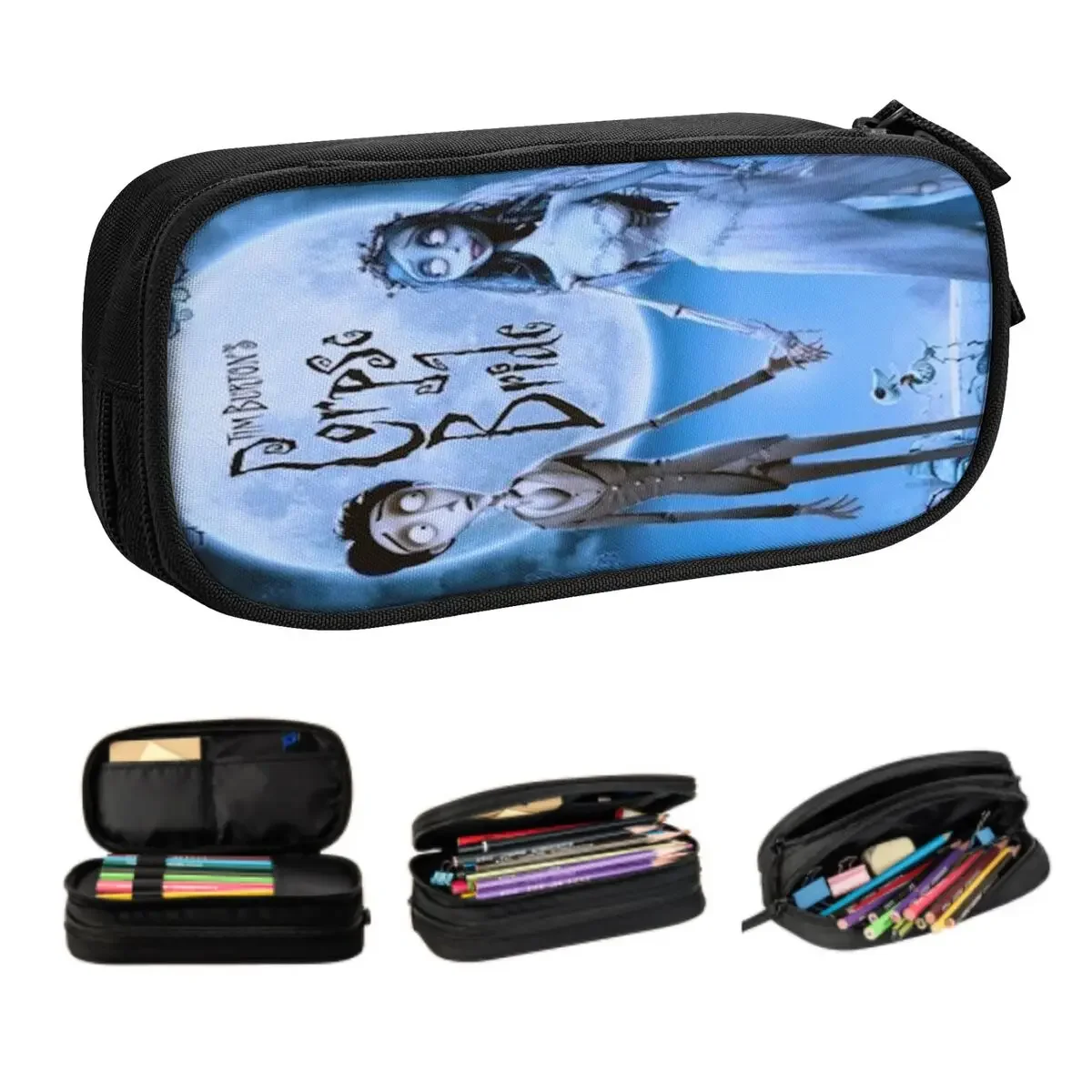 Tim Corpse Bride Customized Cute Pencil Cases Big Capacity Halloween Horror Scary Movie Pencil Box Students Stationery