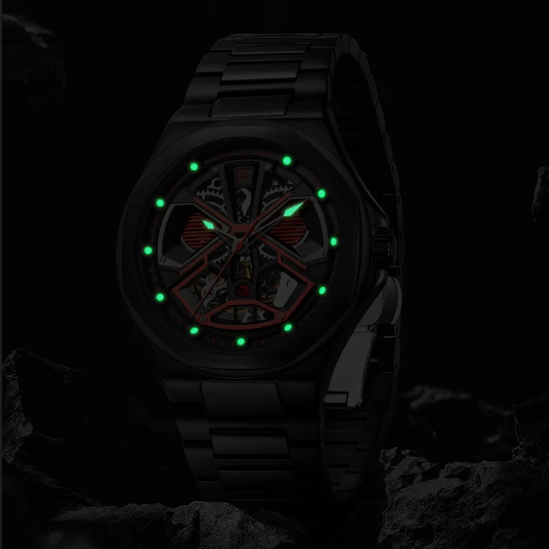 Luxury Skeleton Watch Men Automatic Watch Daniel Gorman Hollow Mechanical Wristwatches 43mm Luminous 5bar Waterproof Clocks 2023