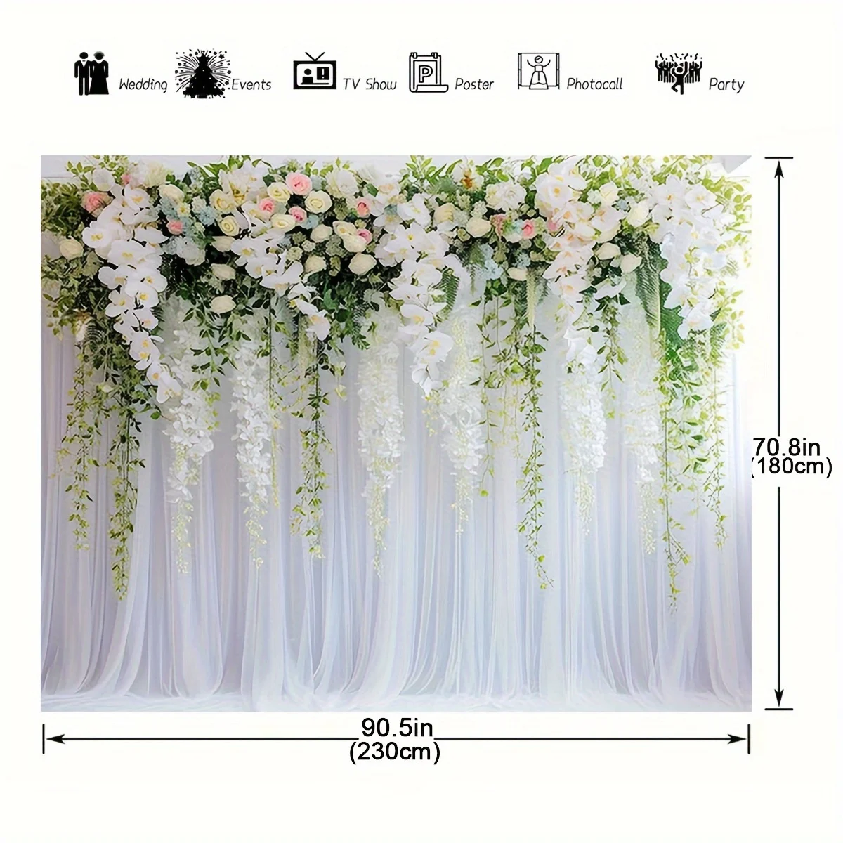 Bridal Gift Party Wedding Flower Wall Background White and Green Background Dessert Table Decoration Photography Background