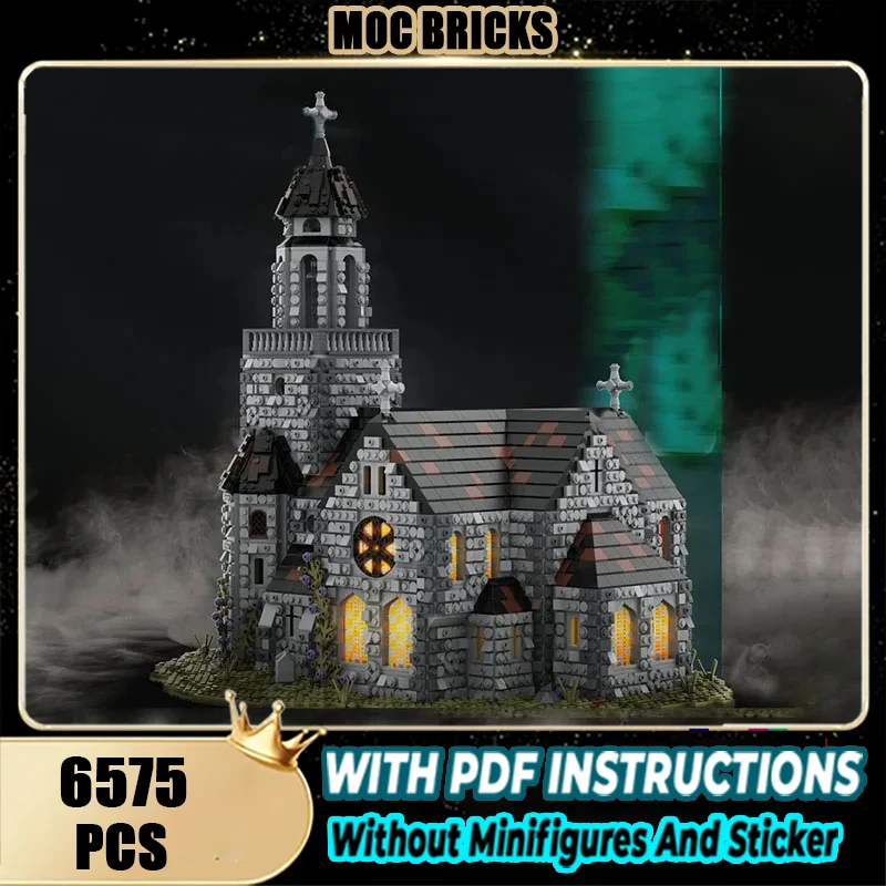 

New MOC building block building model boutique medieval cathedral children's toy gift DIY assembly set