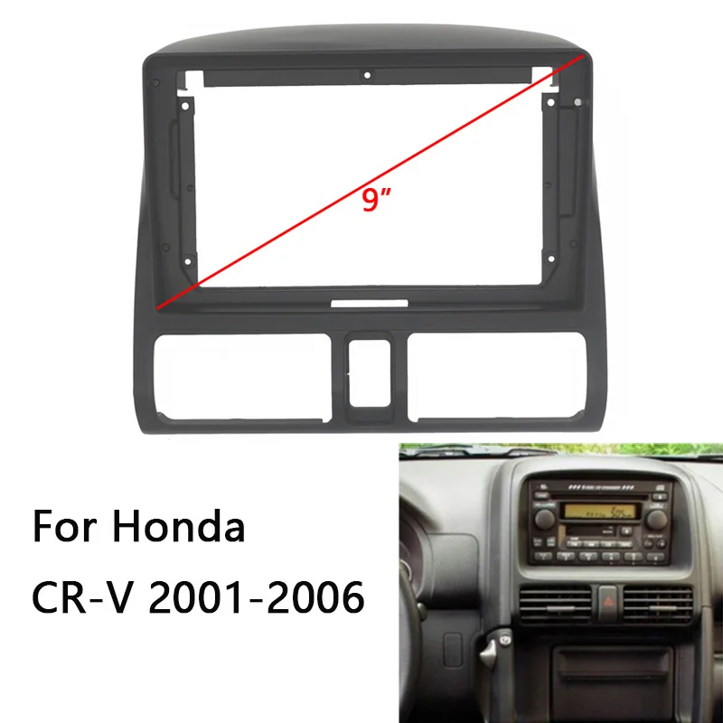 9 Inch Car Radio Fascia For Honda CR-V 2001 - 2006 Video Panel Player Audio Dash 2 Din Frame Dashboard Mount Kit