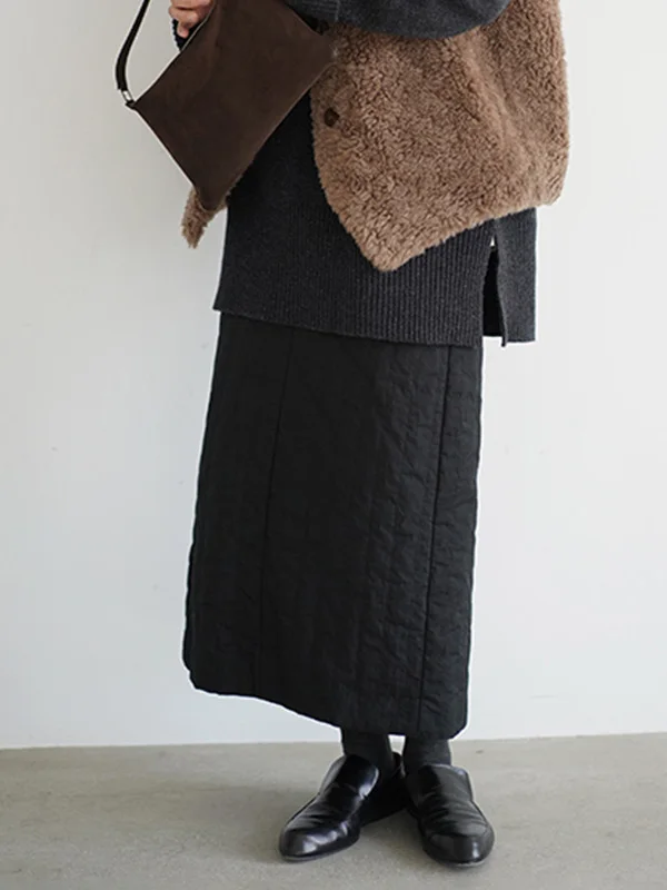 Inverno 2025 Gonna monopezzo trapuntata in cotone trapuntato a gamba dritta Gonna dimagrante a righe verticali a vita alta casual con spacco alto