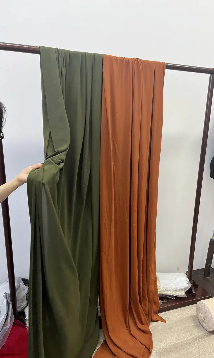 Advanced Retro Olive Green Caramel Color Elastic Wedding Building Voile Hanging Ceiling Cloth