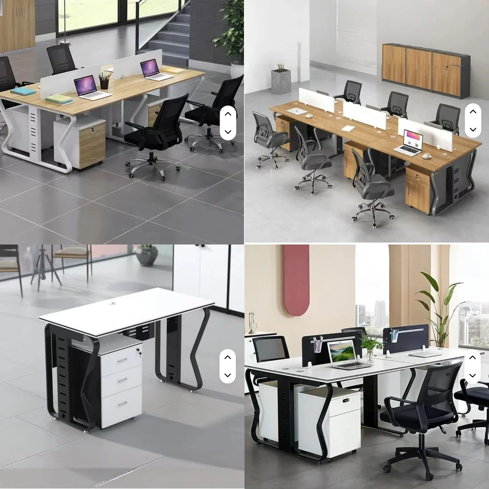 Modern Office Workstation for Boss Manager Employee Desk with Movable Filing Cabinet Office Furniture Screen Workstation Desk