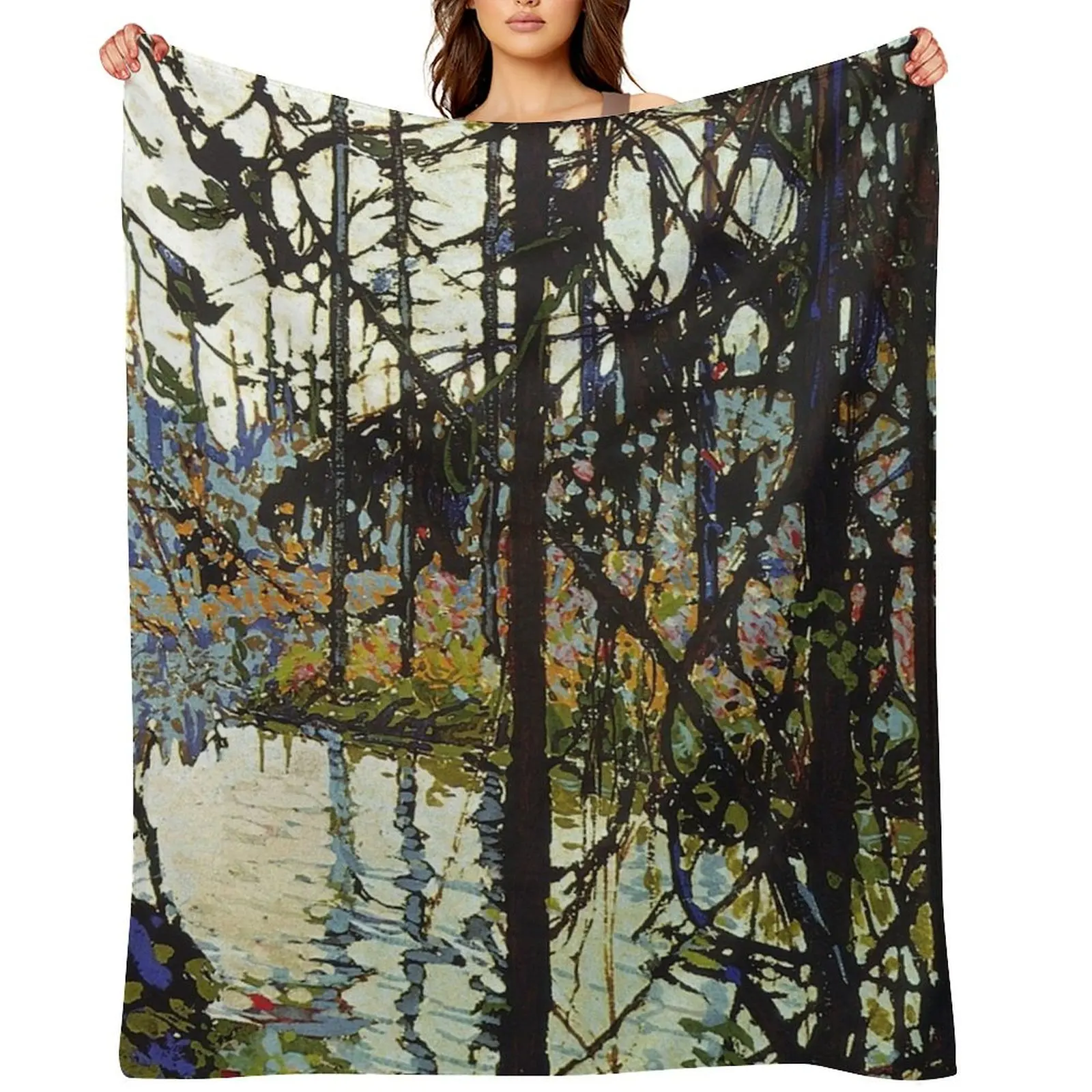 

Tom Thomson - Northern River Throw Blanket Custom Comforter Luxury St Camping Blankets