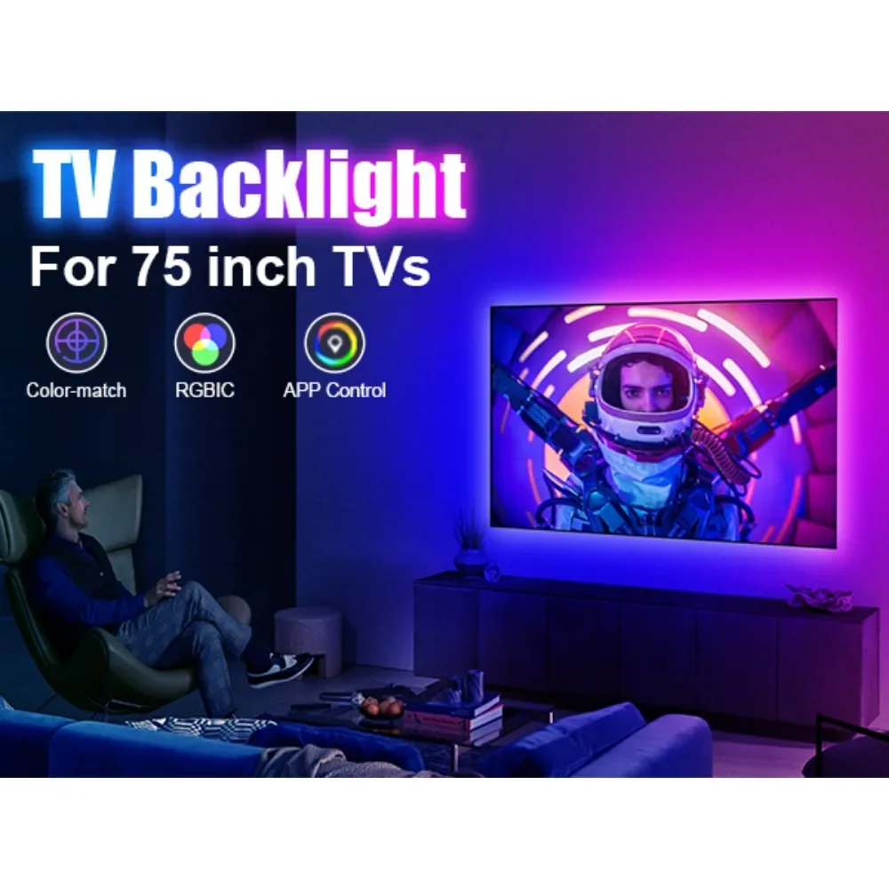 35-77 ''Hdmi Tv Led Backlight Sync Box Rgb Led Tape Met Video Muziekscherm Modus Led Strip Light Kit Voor Tv Set-Top Box Ps5 Xbox