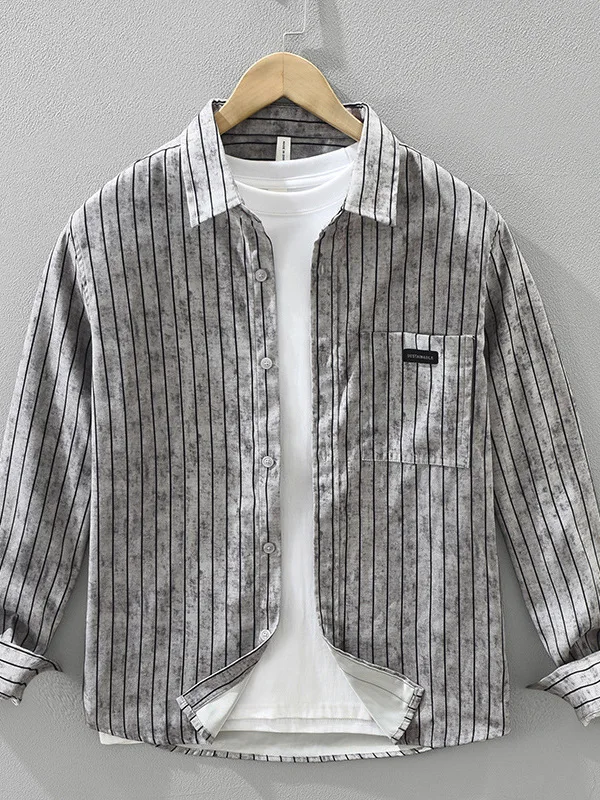 

Мужской кардиган с длинными рукавами, в полоску, с эффектом тай-дай, повседневный, свободного кроя, из смеси полиэстера и нейлона, осенний, модный, в стиле ретро, с открытым передом