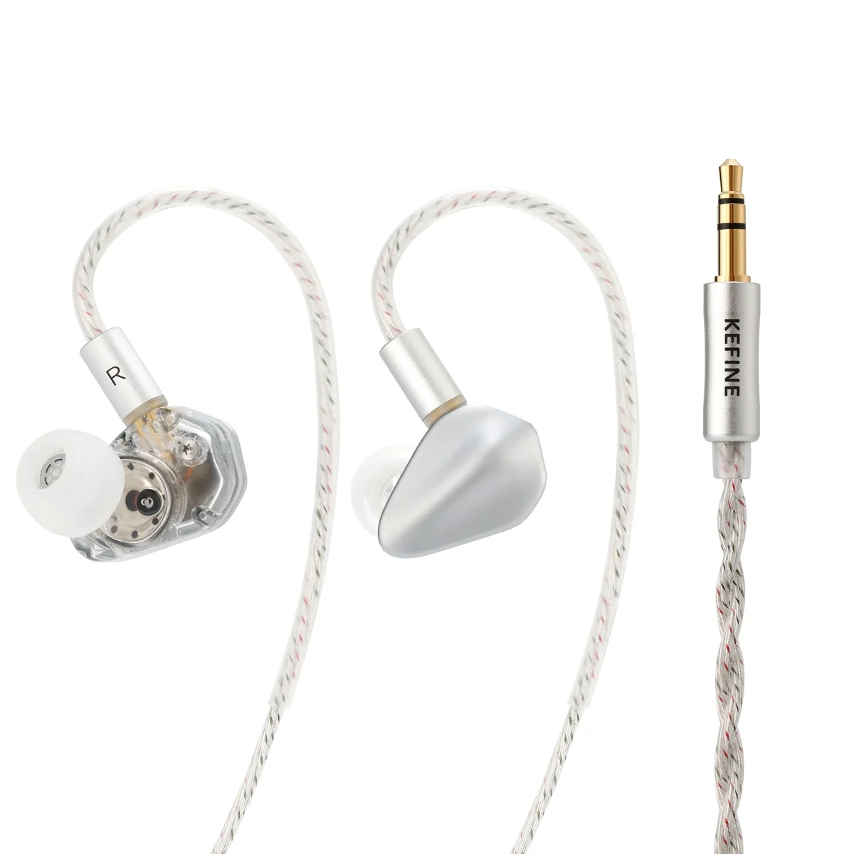 KEFINE Loric PU + titanium composiet membraan in-ear monitor oortelefoon transparante behuizing met frontplaat van zinklegering