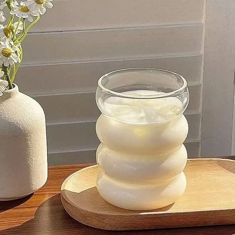 2/4Pcs High Borosilicate Glass Cup Set with Straw & Cleaning Brush, Coffee & Milk Mugs, Perfect for Cocktails, Beer and Tea