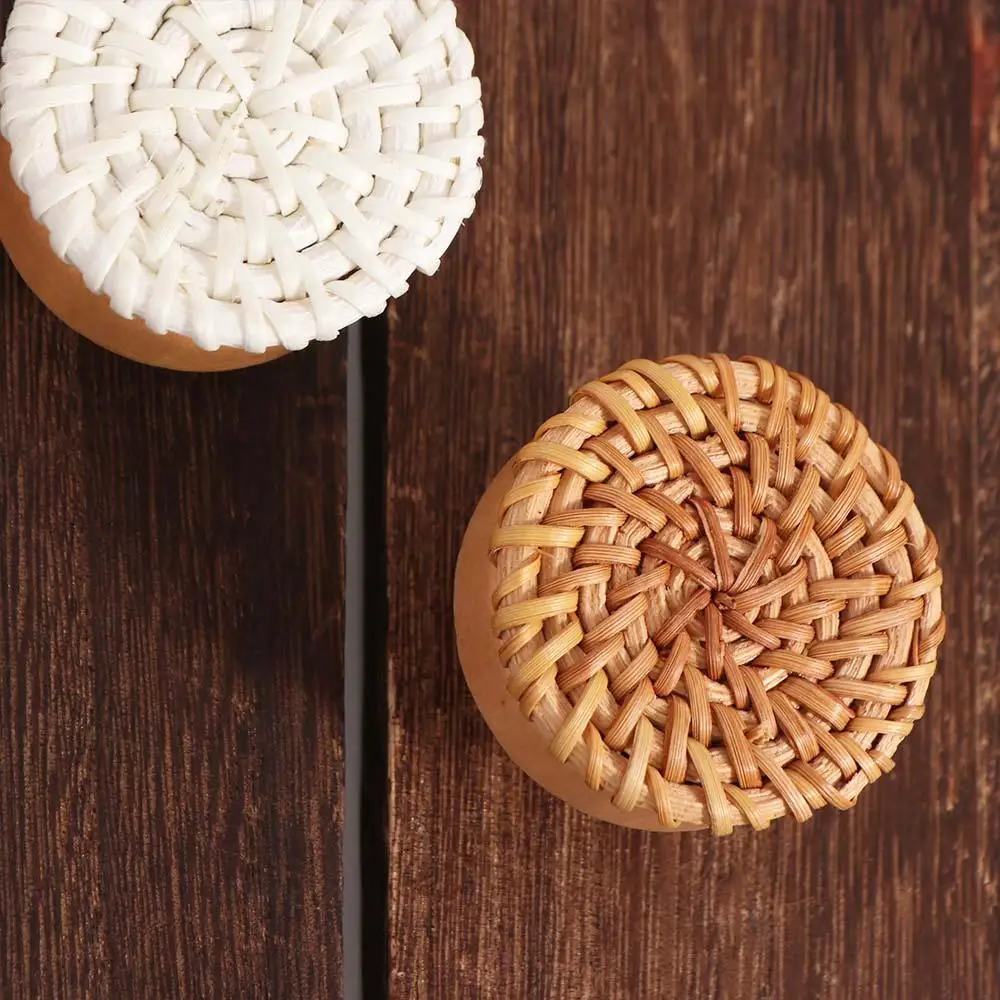 Cupboard Door Handle Wooden Handles Furniture Hardware Dresser Pulls Rattan Drawer Knobs Burlywood Cabinet Door