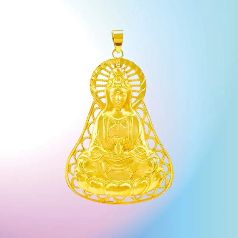 

NEW 9999 Real Gold 24K Gold Men's Ancient Guanyin Pendant Domineering Fashion Safe Sandblasting Ancient Guanyin
