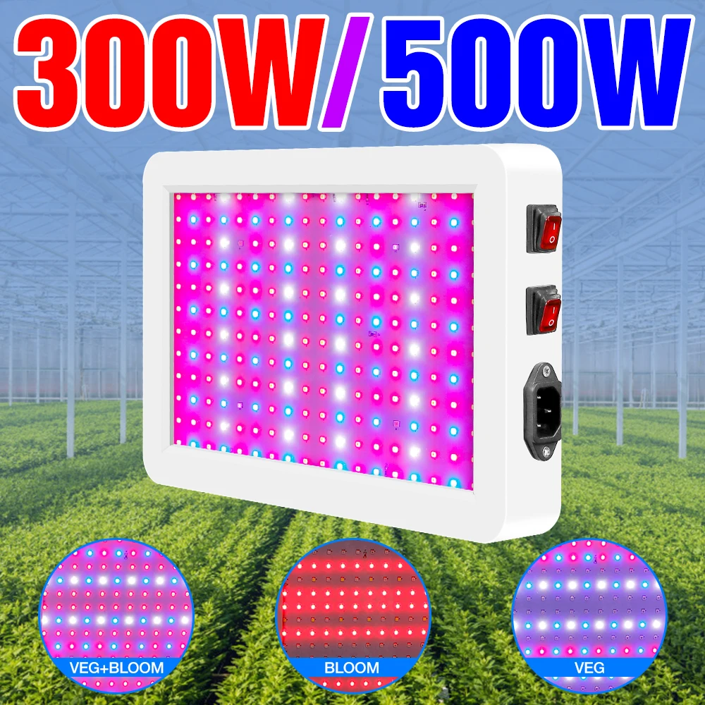 

220V LED Plant Grow Lamp Full Spectrum Phytolamp 300W 500W Plants Growth Light 110V Phyto Lamp For Greenhouse Veg Flower Growing