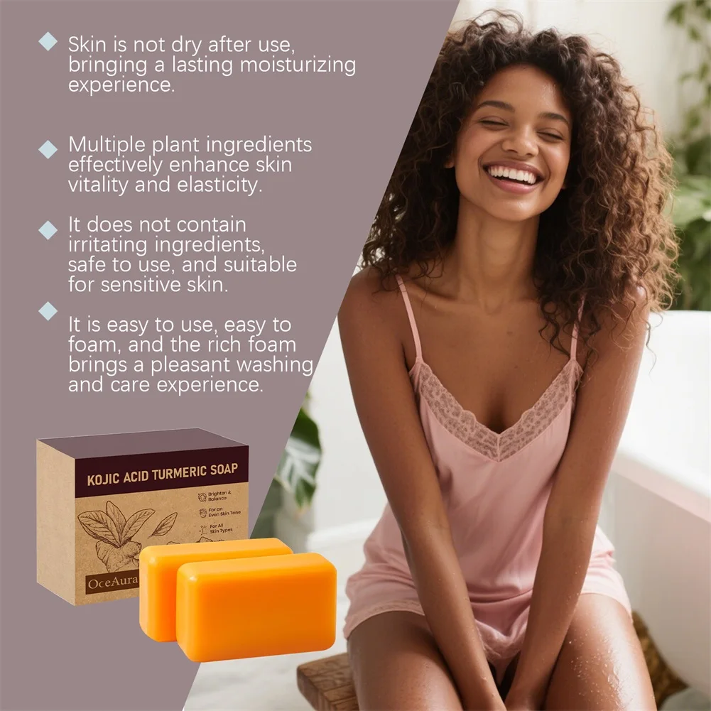 Turmeric Dark Spot Remover Whitening Soap Handmade Skin Care Deep Cleaning Moisturizing Cleansing Essential Soap Brighten Skin