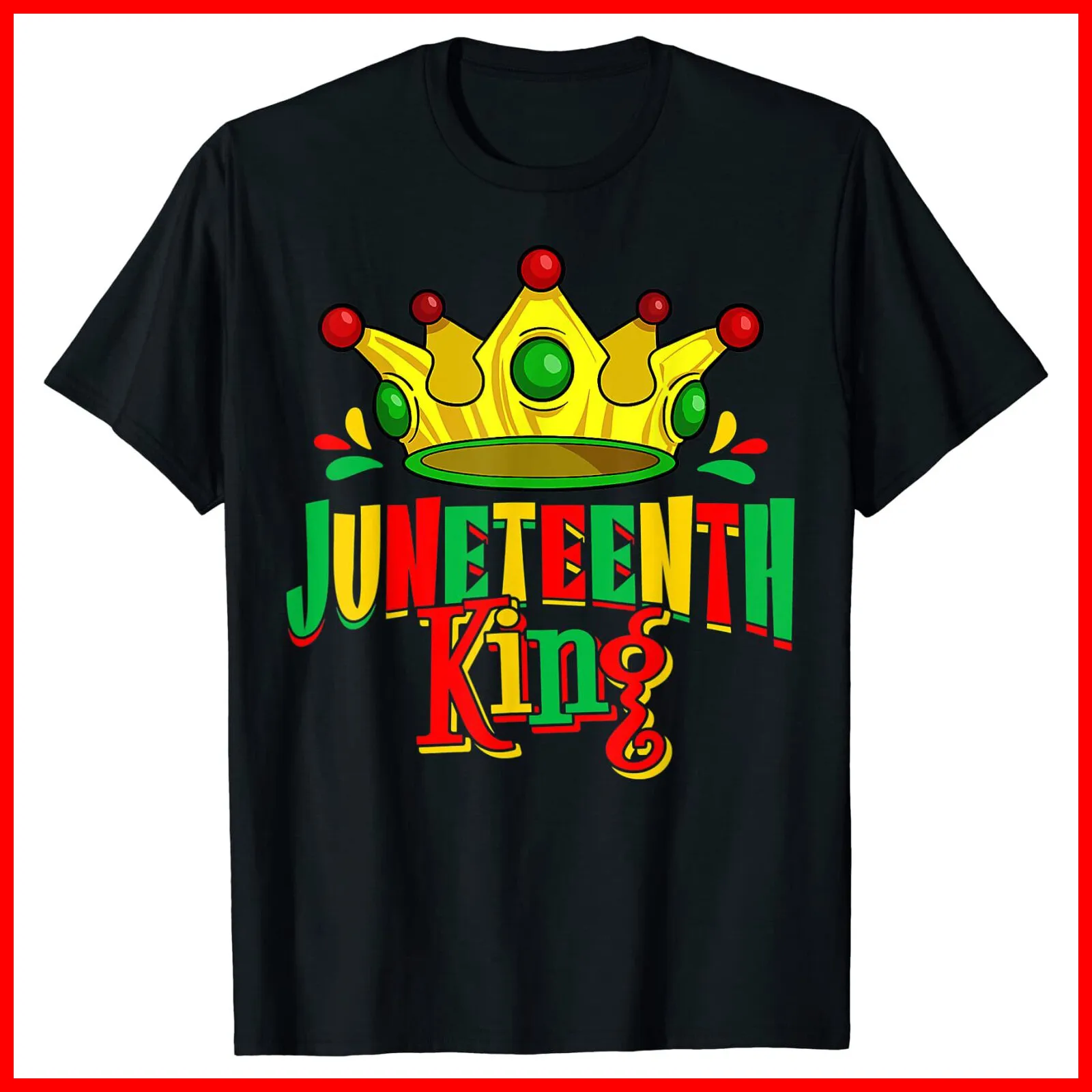 Черная хлопковая футболка Juneteenth King для мужчин и мальчиков, афро-американцев, июнь 19, черная.