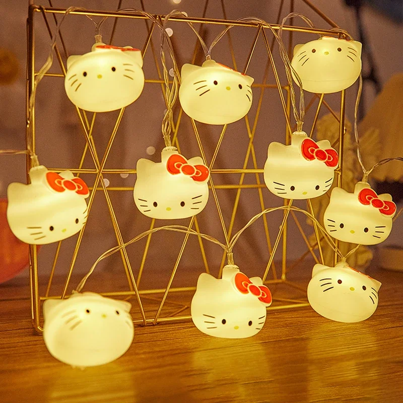 Kawaii Hello Kitty Led String Light Cute Sanrio Anime Figure USB Strip Lights USB Home Decoration Lamp for Xmas Party Toy Gifts