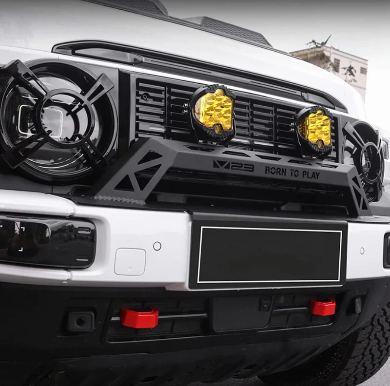 Car Front Bumper Bullpen Bar Fit for Chery ICAR V23 V23S Modified Auto with Light Anti-collision Beam Car Exterior Accessories