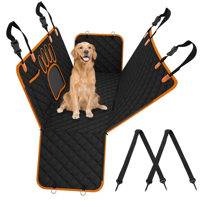 

Dog Car Seat Cover Waterproof Pet Cat Carriers Travel Mat Hammock with Visual Mesh Window and Side Zipper Car Seat & Door Protec