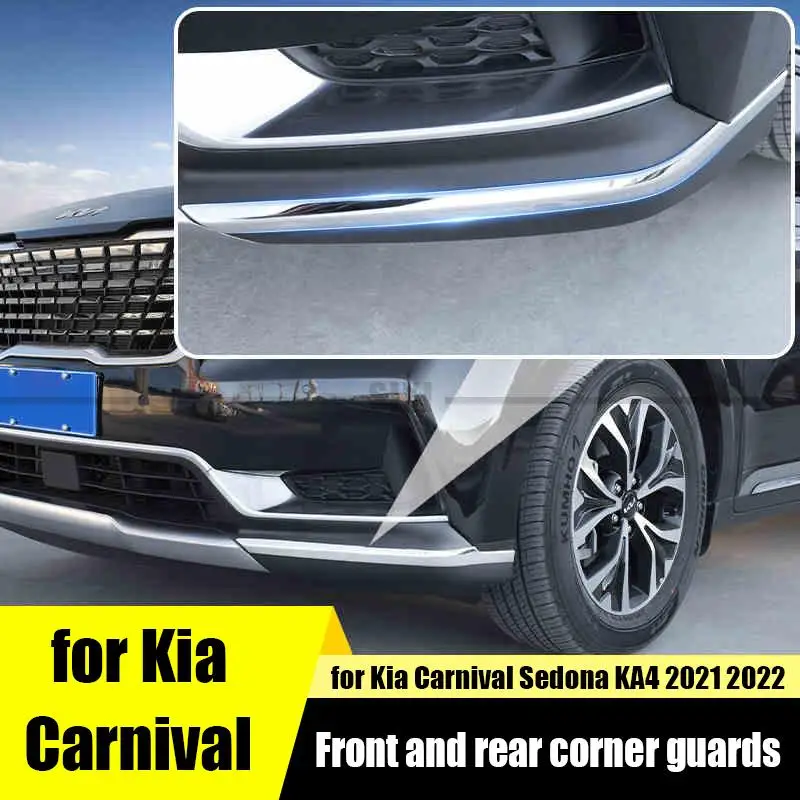 for Kia Carnival Sedona KA4 2021 2022 front and rear corner guards stainless steel bright silver decorative accessories