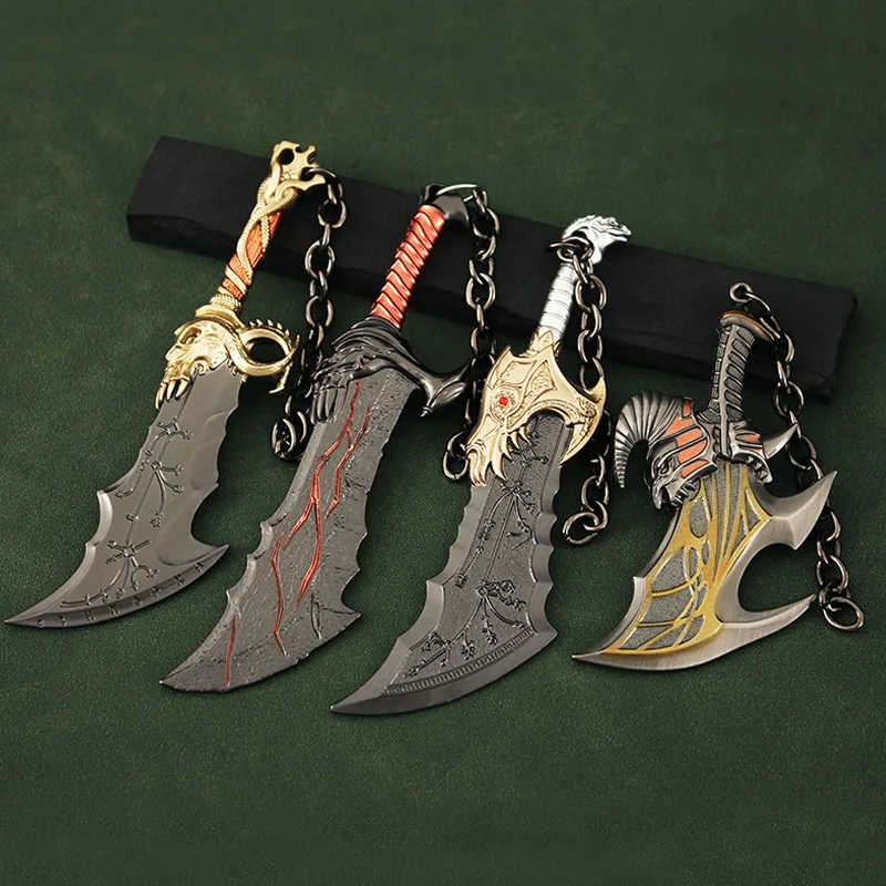 

Hot God of War keychain Alloy Game Peripherals Model Anime Kratos Weapon Metal Replica Katana keychains Blade of Chaos Ornament