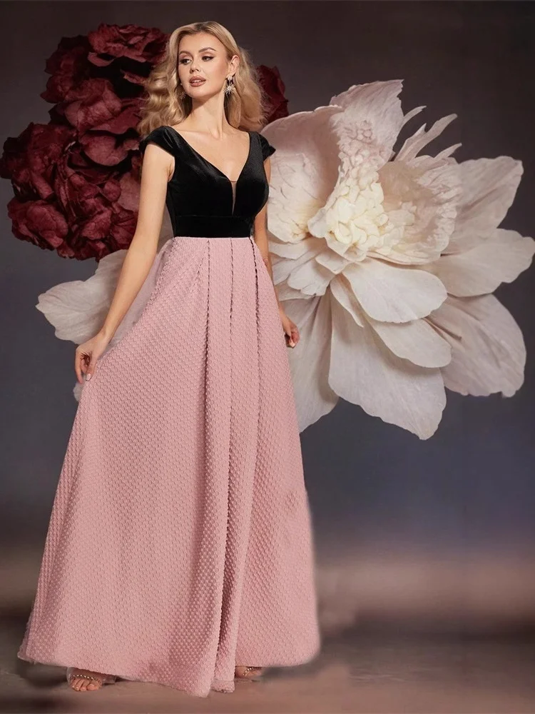 

Ele A-Line Evening Dr with Me Knot Decoration Bridalmaid Dr for Women Summer Silk round Ne Gown