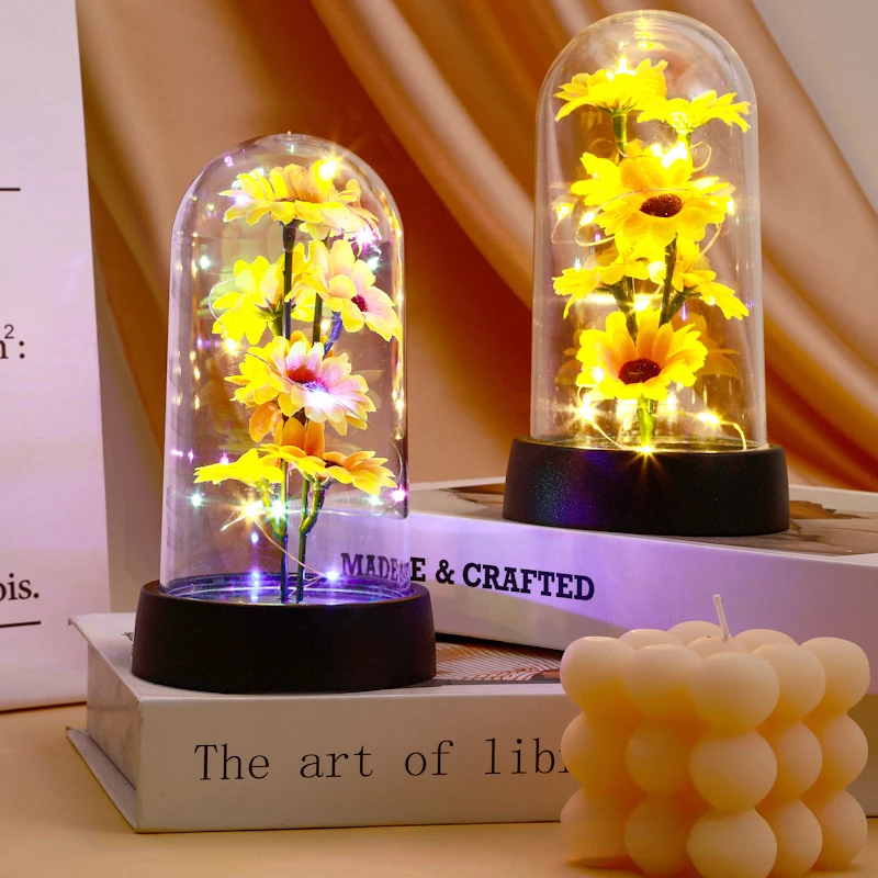 Künstliche Sonnenblumen aus Plastik, Set, Valentinstag, Muttertag, ewiges Blumengeschenk, Geburtstagsgeschenk, kann leuchten – Detail 1