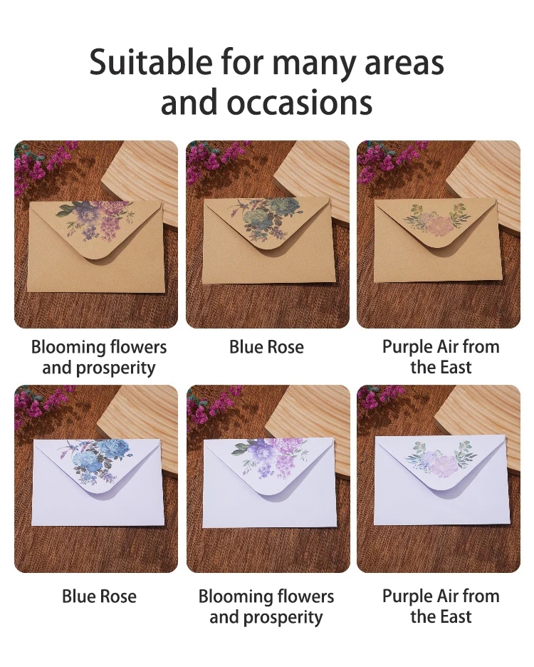 10 Stück elegante Umschläge aus verdicktem Kraftpapier – für Feiertagseinladungen, Grußkarten, Einladungen und Geschenke, Wachssiegel-Set – Detail 3