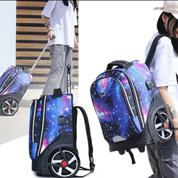 Rolling Wheel Luggage Bag Large Capacity Backpack Student School Bag Trolley Boarding Suitcase Unisex Travel Bag Can Carry