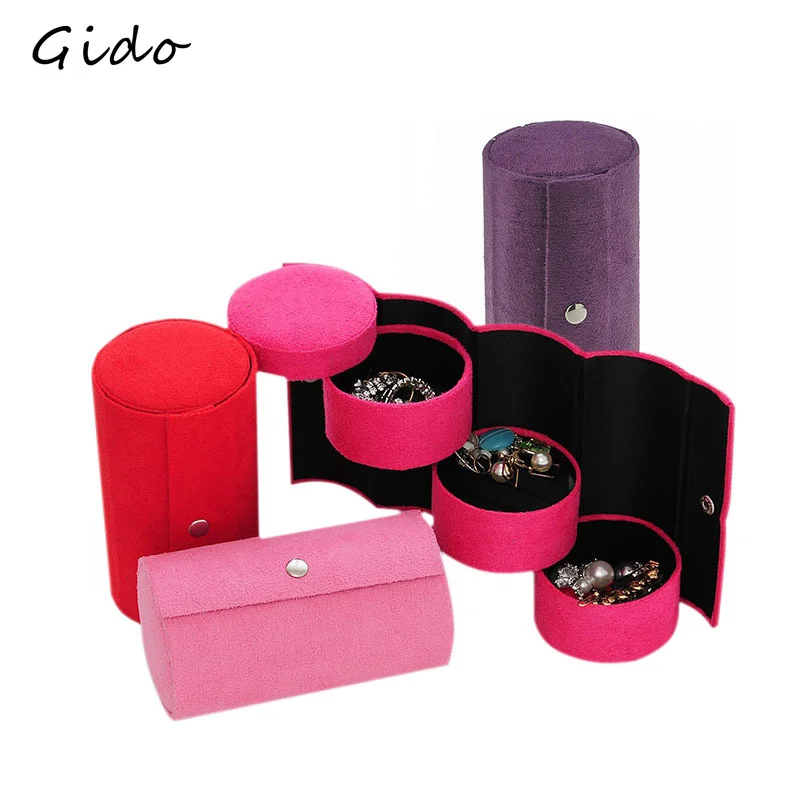 1PC Rotating Jewelry Box Creative 3 Layer Function Outdoor Storage Box Round Choker Ring Organizer Holder Cylindrical Box Case