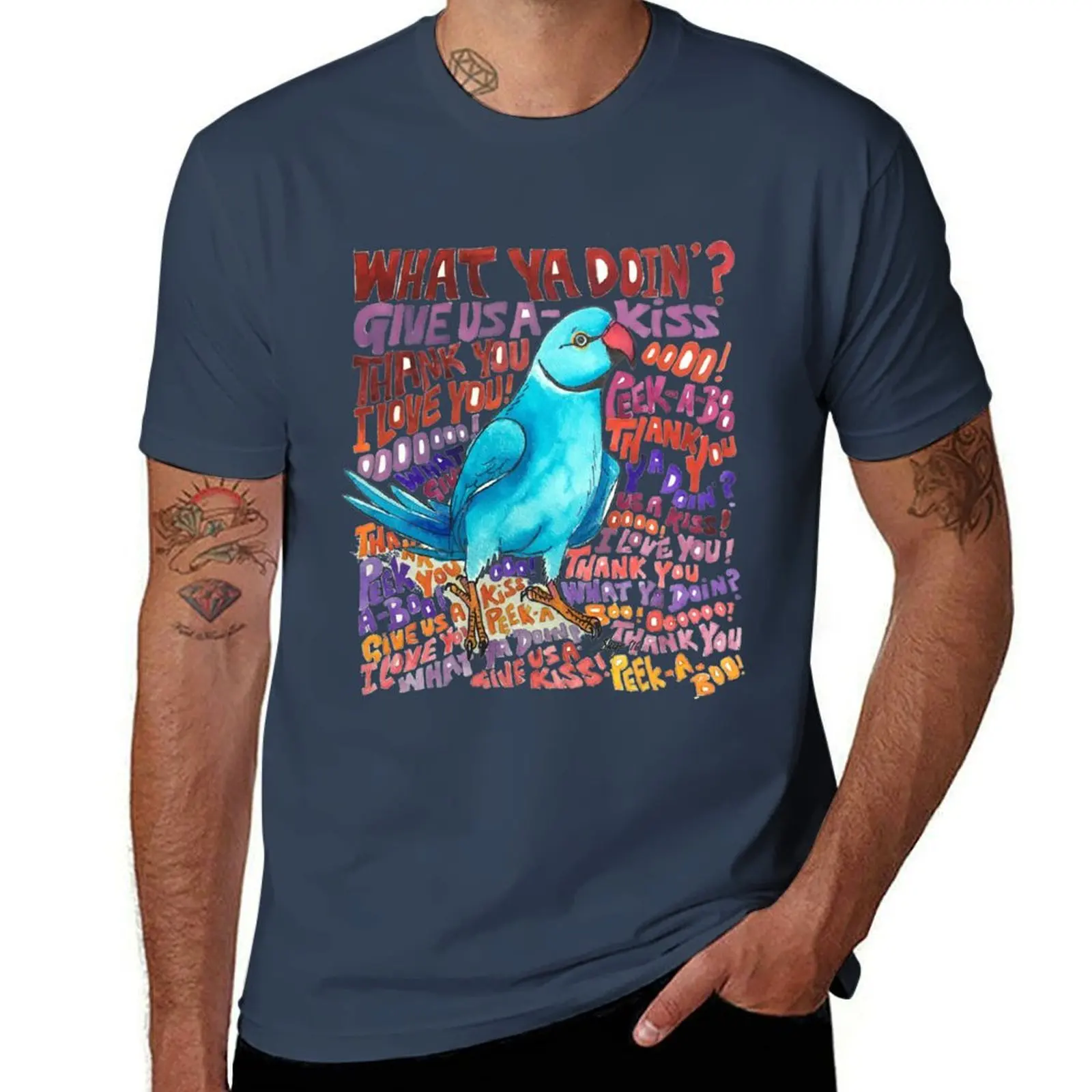 Chatty ringneck camiseta para homem pacote branco t camisa masculina 100% algodão marca de luxo dos homens camisetas gráficas camiseta