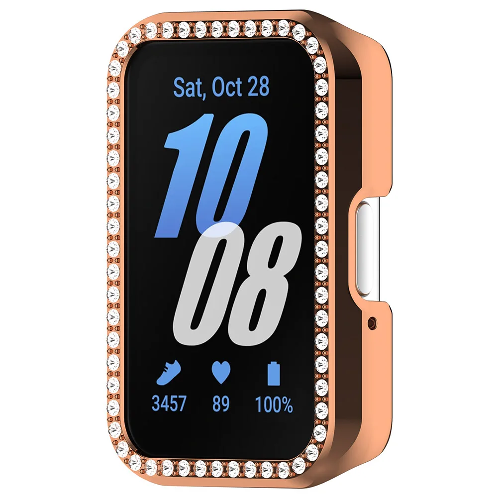PC ダイヤモンド象嵌ケース スクリーンプロテクターケース 傷防止スマートウォッチ保護シェル Samsung Galaxy Fit 3 SM-R390用