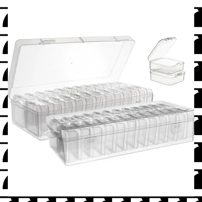

A44U Bead Storage Containers, Small Clear Plastic Bead Organizer Box With Hinged Lid, Craft Organizers And Storage